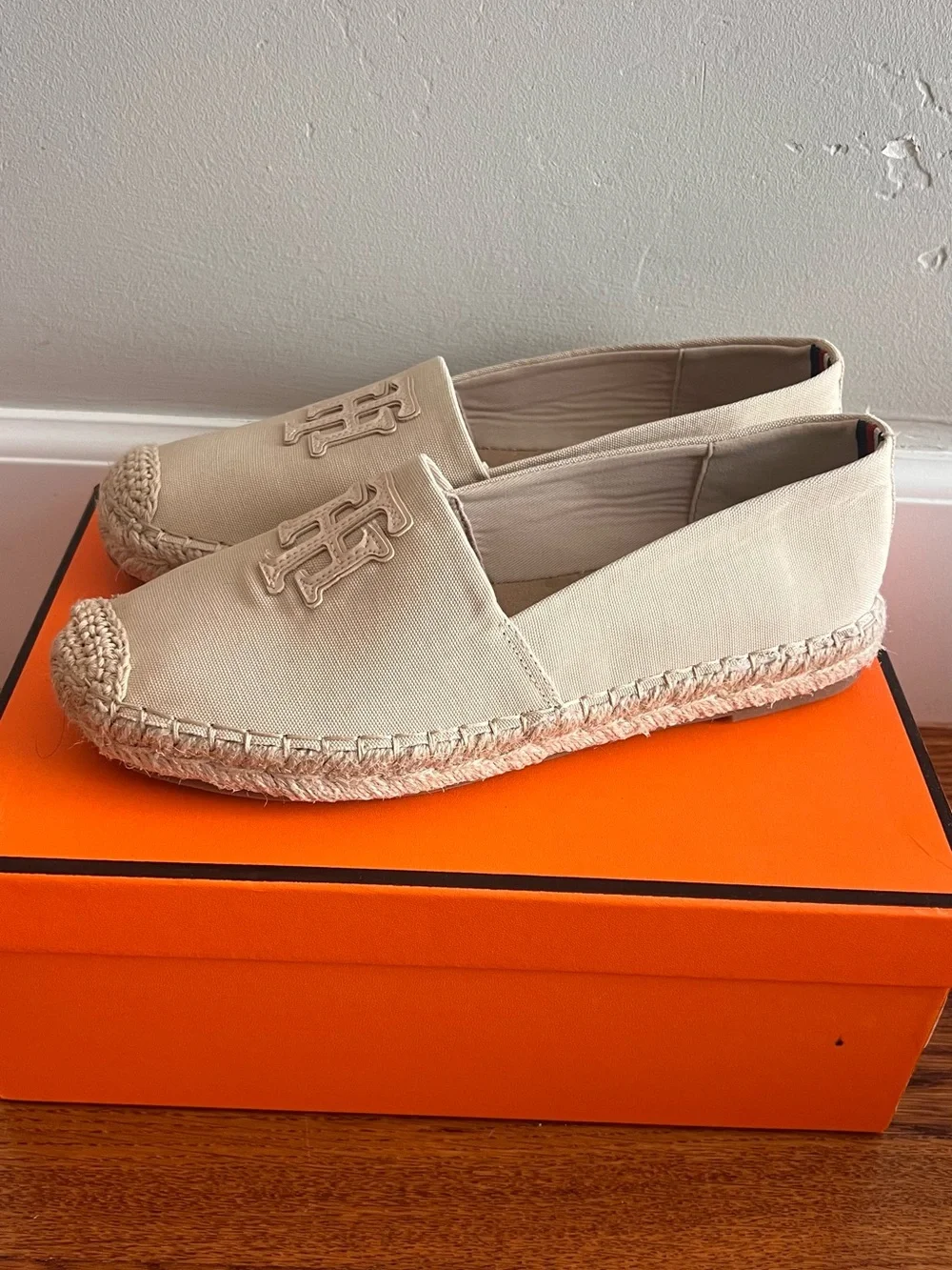 Tommy Hilfiger Cream Canvas Espadrilles with TH Logo